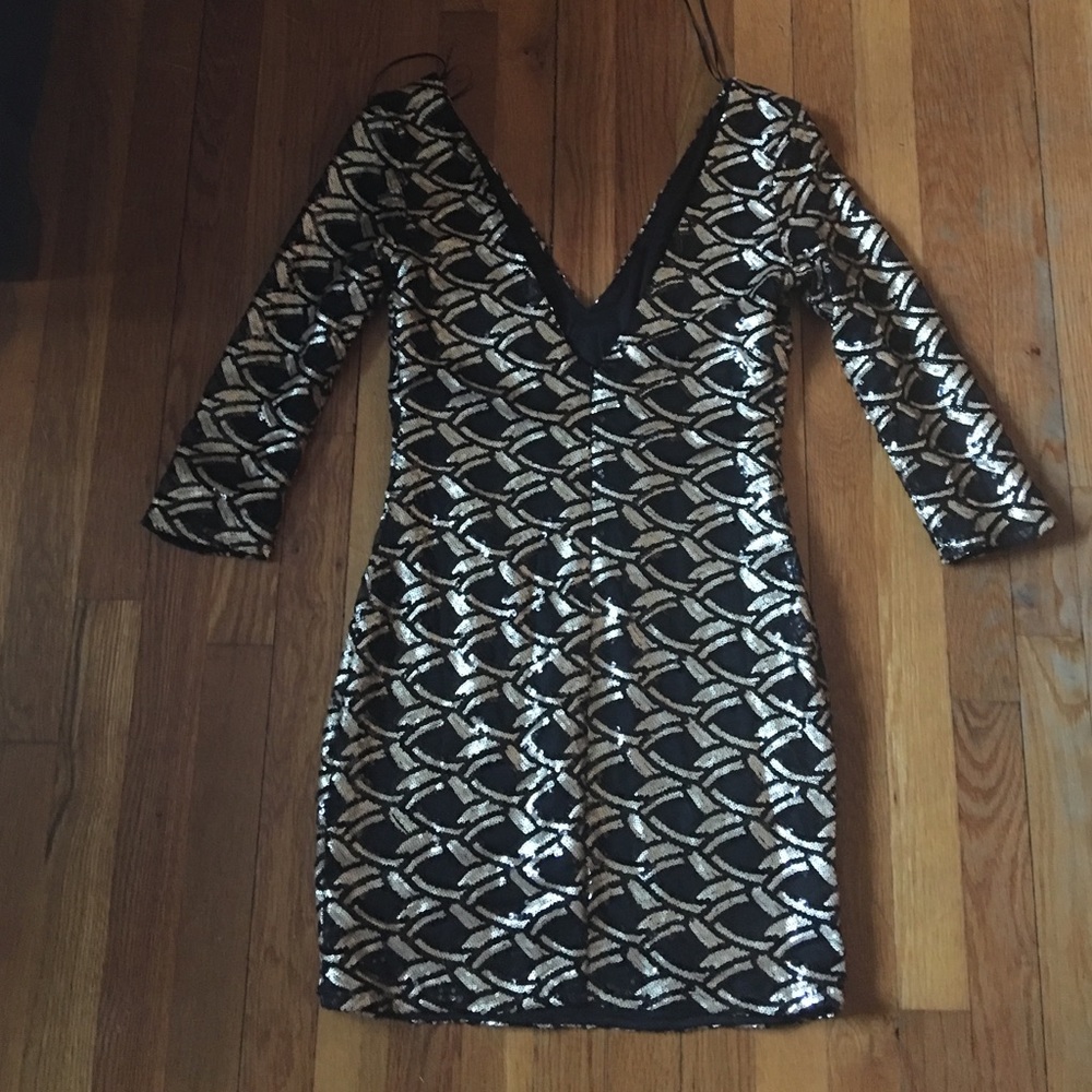New Year’s Gold/Black Sequin Mini Dress